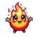 Ember, o mascote em pixel art do QuitSpark, no estágio Chama
